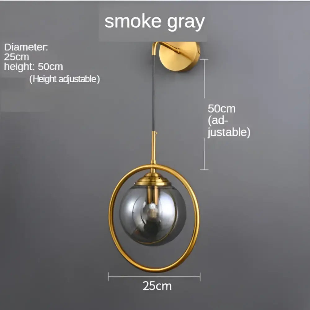 Modern gold glass ball wall sconce light fixture bedroom lamp