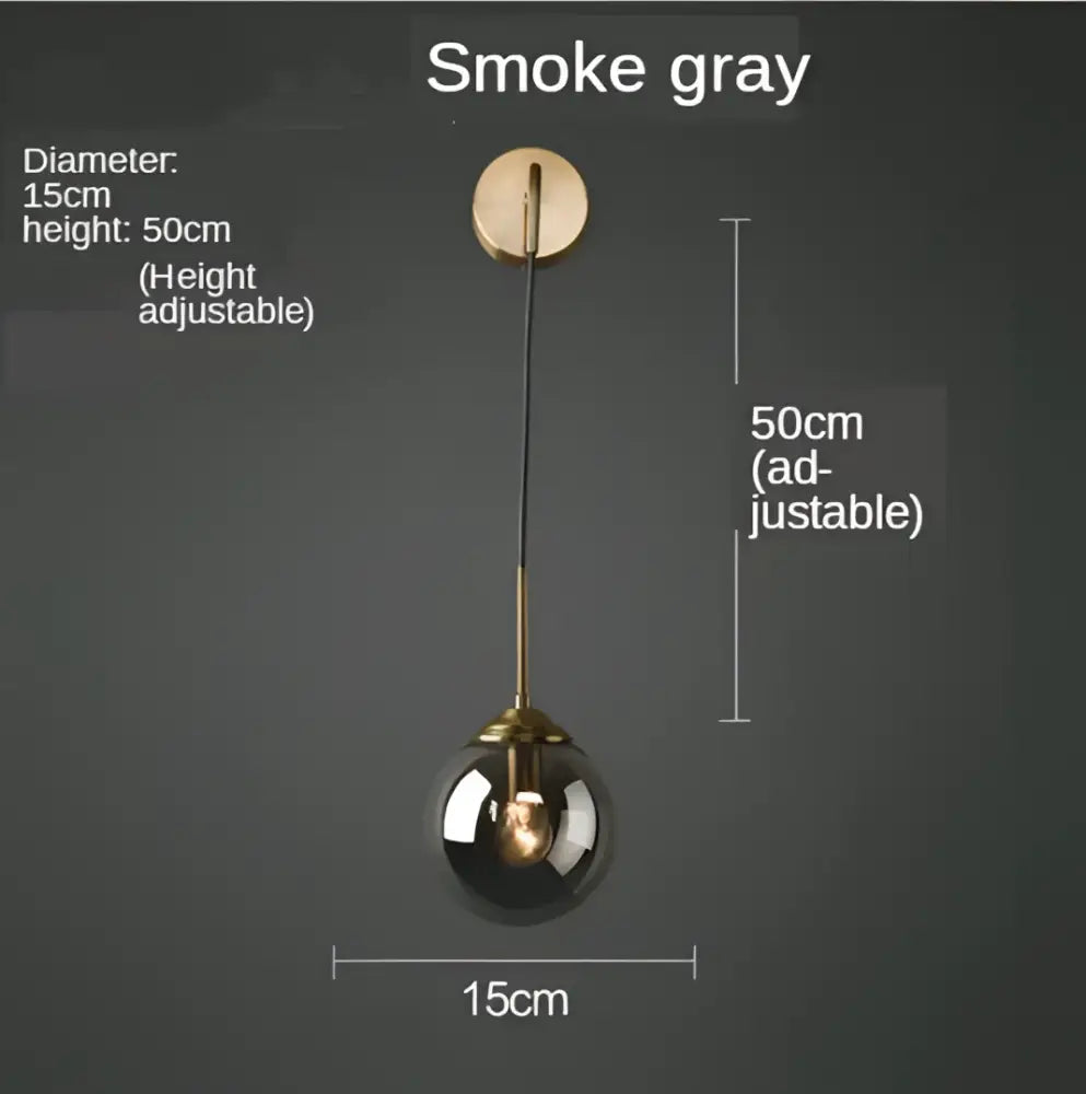 Modern gold glass ball wall sconce light fixture bedroom lamp
