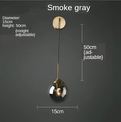 Modern gold glass ball wall sconce light fixture bedroom lamp