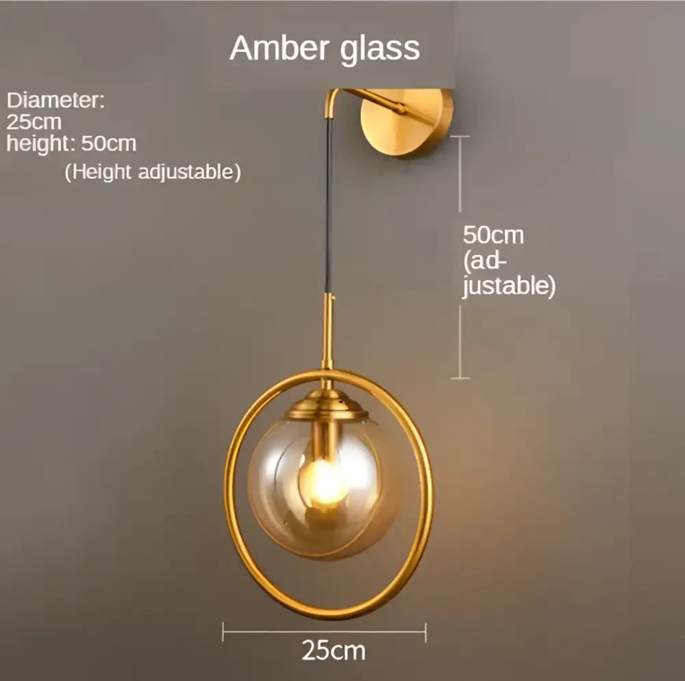 Modern gold glass ball wall sconce light fixture bedroom lamp