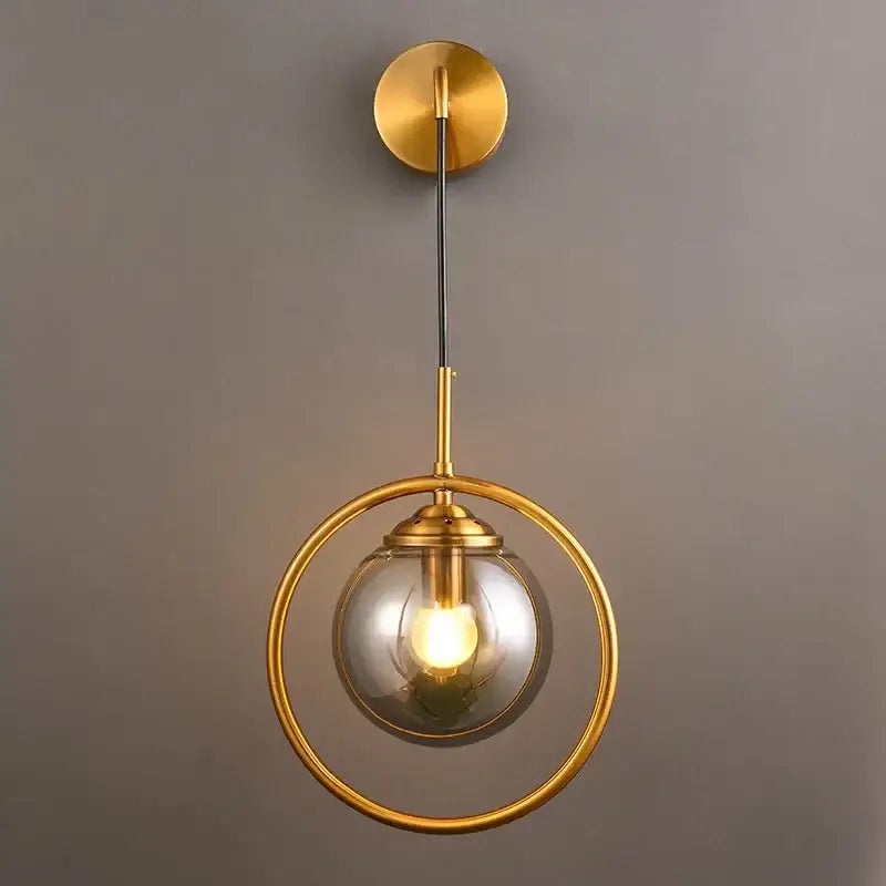 Modern gold glass ball wall sconce light fixture bedroom lamp