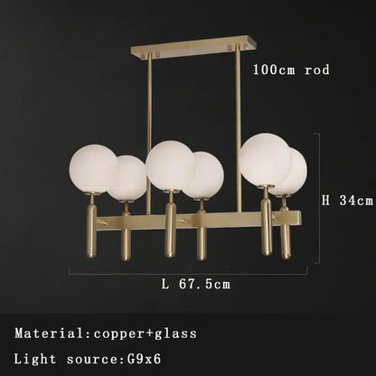 Modern gold glass balloon chandelier dining room light