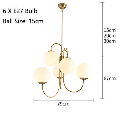 Modern gold glass balls chandelier dining room pendant light