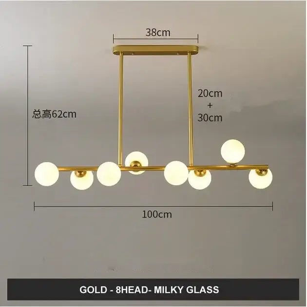 Modern gold glass balls chandelier for dining room