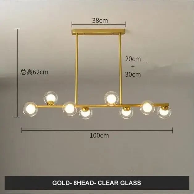Modern gold glass balls chandelier for dining room