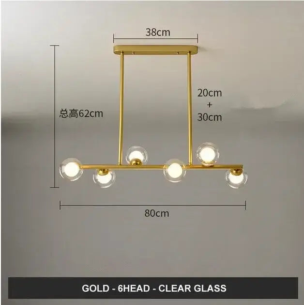 Modern gold glass balls chandelier for dining room