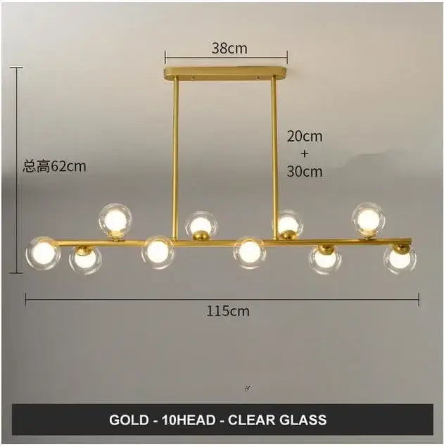 Modern gold glass balls chandelier for dining room