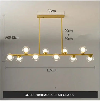 Modern gold glass balls chandelier for dining room