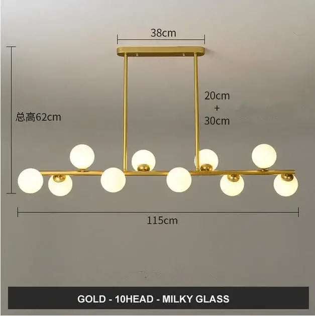 Modern gold glass balls chandelier for dining room