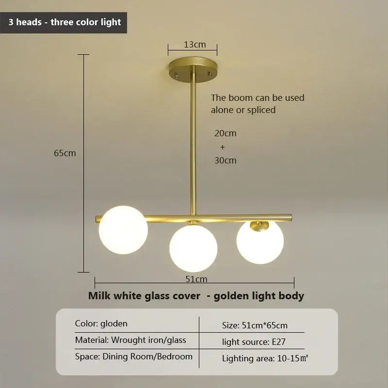 Modern gold glass balls chandelier for dining room