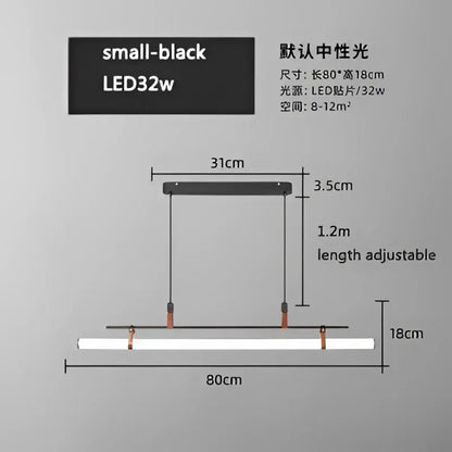 Modern gold glass belt chandelier dining room led pendant light