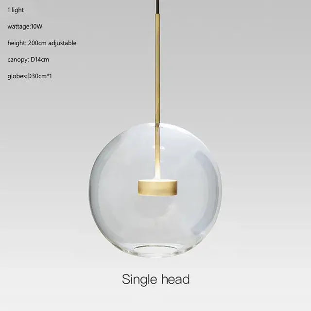 Modern gold glass bubble ball led chandelier for dining room