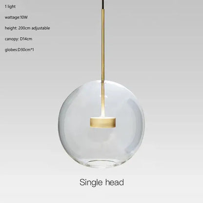 Modern gold glass bubble ball led chandelier for dining room