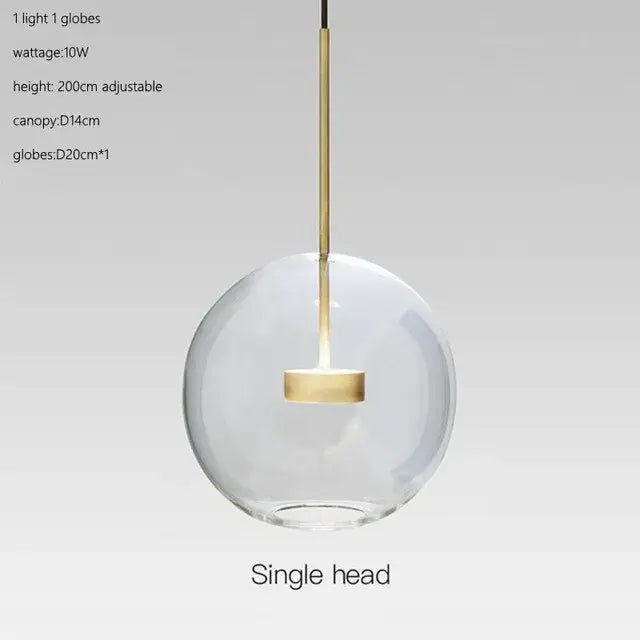 Modern gold glass bubble ball led chandelier for dining room