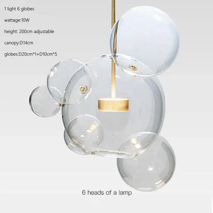 Modern gold glass bubble ball led chandelier for dining room