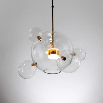 Modern gold glass bubble ball led chandelier for dining room