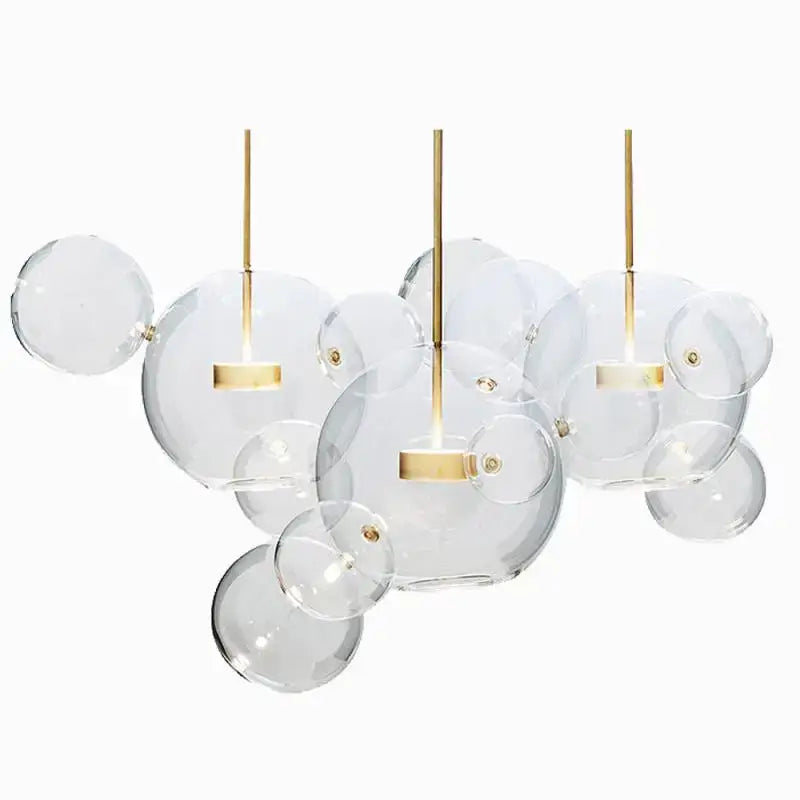 Modern gold glass bubble ball led chandelier for dining room