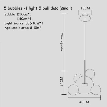 Modern gold glass bubble chandelier dining room art deco light