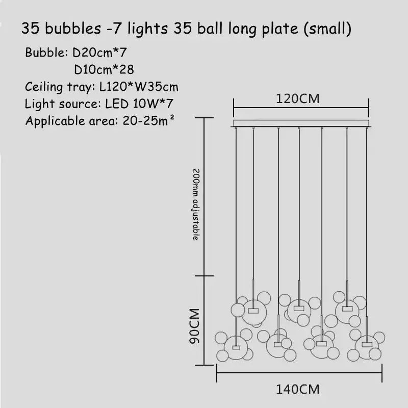 Modern gold glass bubble chandelier dining room art deco light