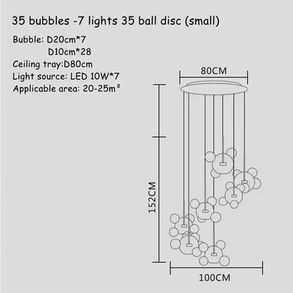 Modern gold glass bubble chandelier dining room art deco light