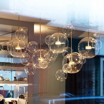 Modern gold glass bubble chandelier dining room art deco light