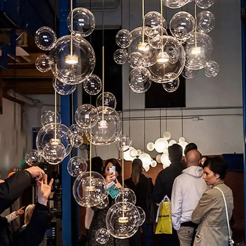 Modern gold glass bubble chandelier dining room art deco light