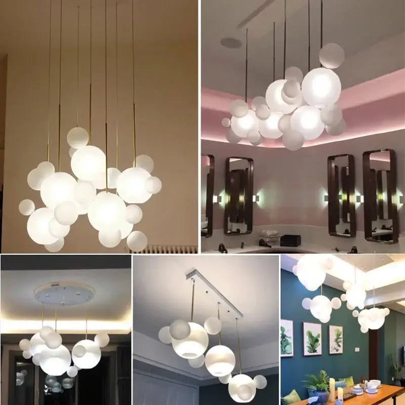 Modern gold glass bubble chandelier dining room art deco light