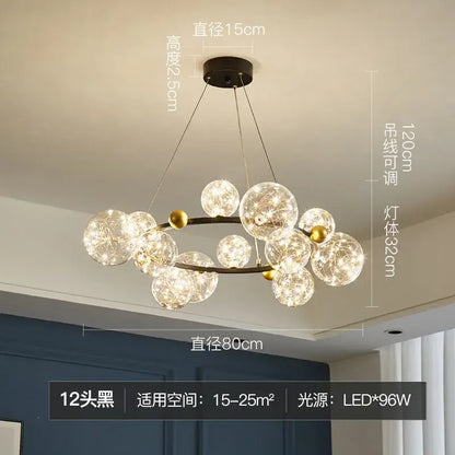 Modern gold glass bubble led chandelier dining room art light