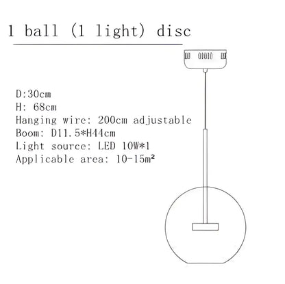 Modern gold glass bubble led chandelier dining room pendant light