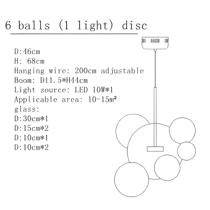 Modern gold glass bubble led chandelier dining room pendant light