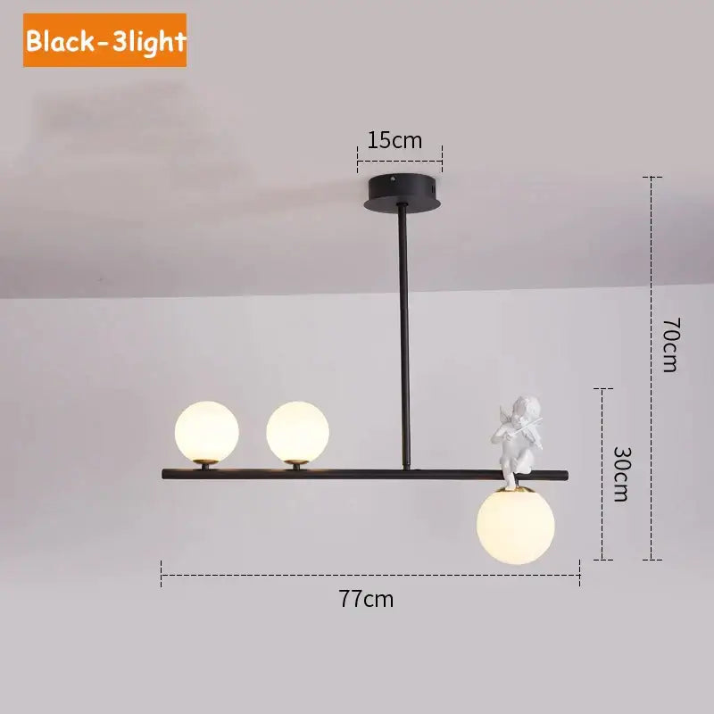 Modern gold glass bubble pendant light – dining room cherub decor