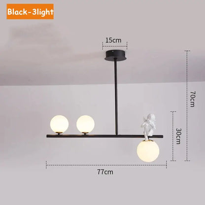 Modern gold glass bubble pendant light – dining room cherub decor