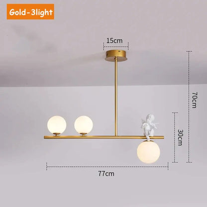Modern gold glass bubble pendant light – dining room cherub decor