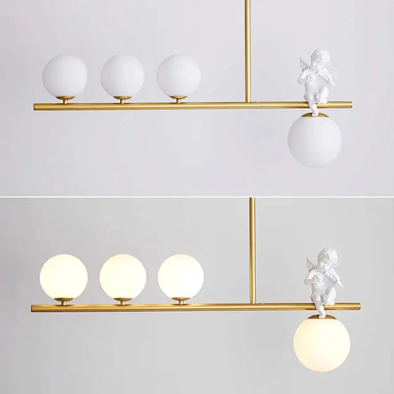 Modern gold glass bubble pendant light – dining room cherub decor