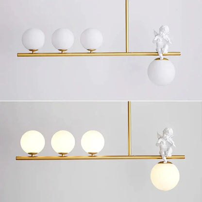 Modern gold glass bubble pendant light – dining room cherub decor