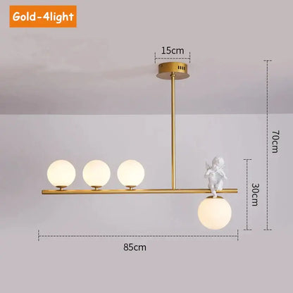 Modern gold glass bubble pendant light – dining room cherub decor