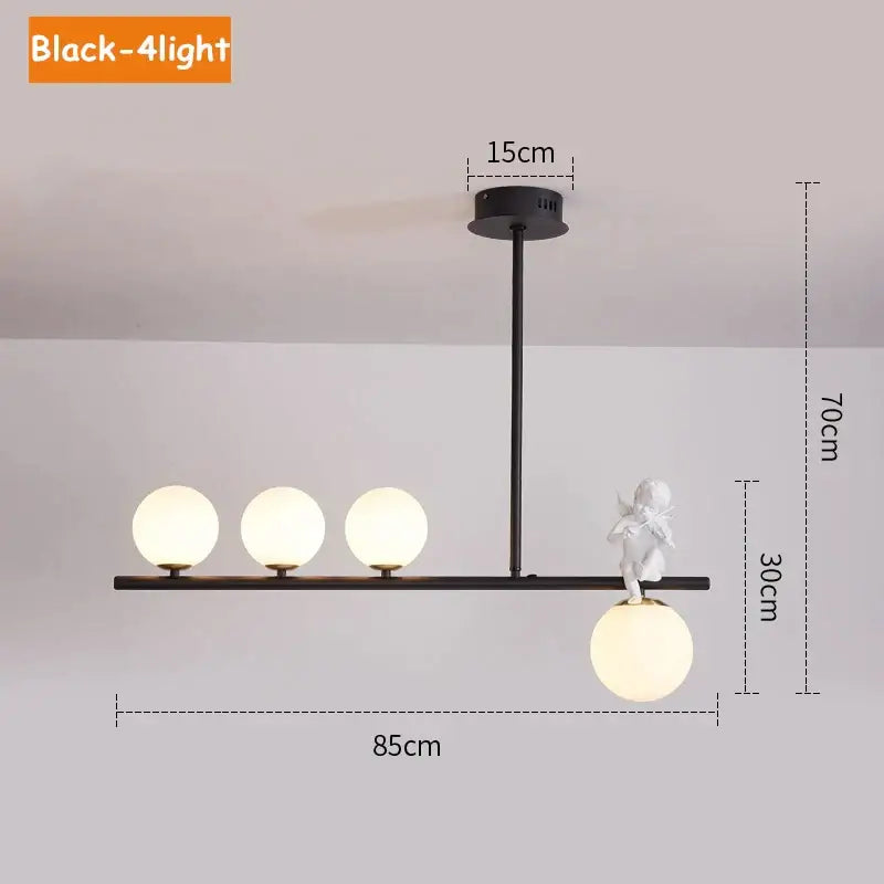 Modern gold glass bubble pendant light – dining room cherub decor