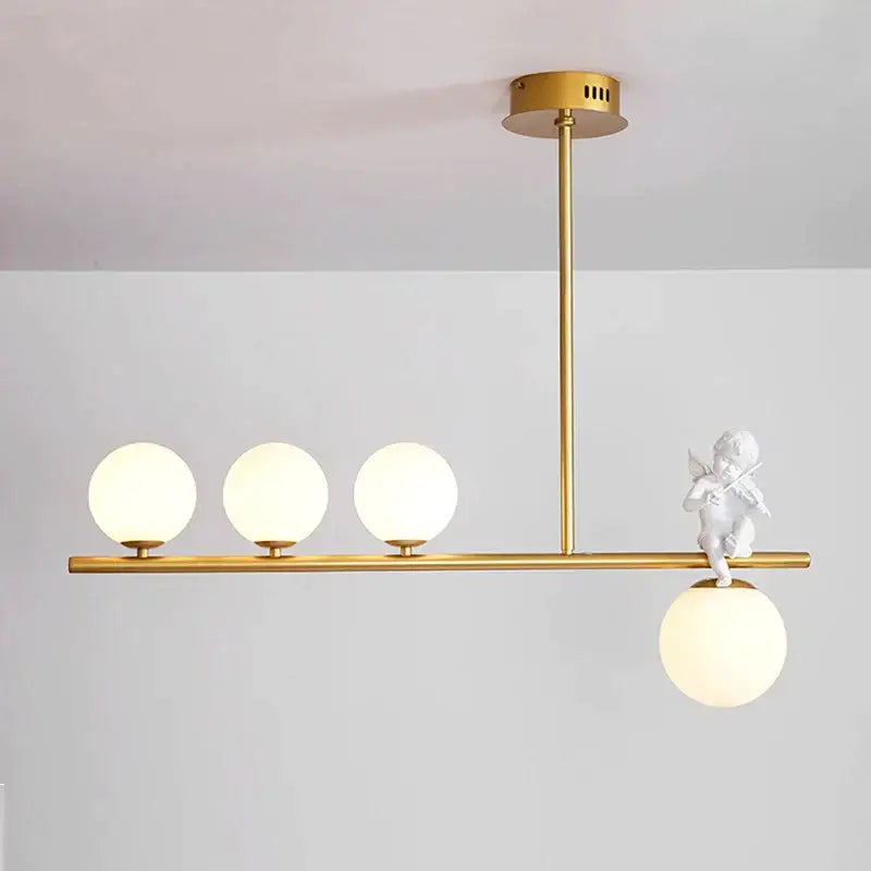 Modern gold glass bubble pendant light – dining room cherub decor