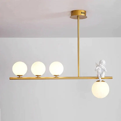 Modern gold glass bubble pendant light – dining room cherub decor