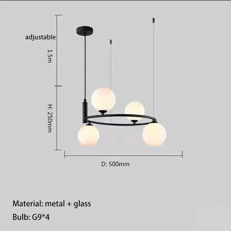 Modern gold glass chandelier g9 hanging light for living room