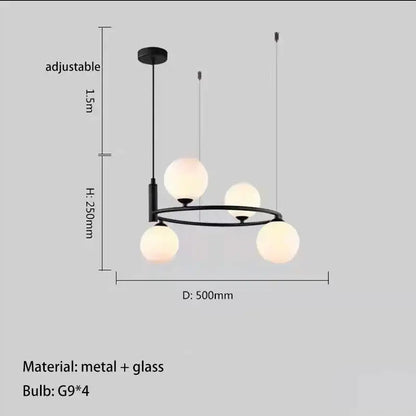 Modern gold glass chandelier g9 hanging light for living room