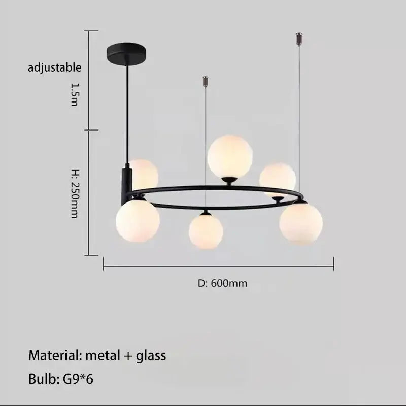 Modern gold glass chandelier g9 hanging light for living room