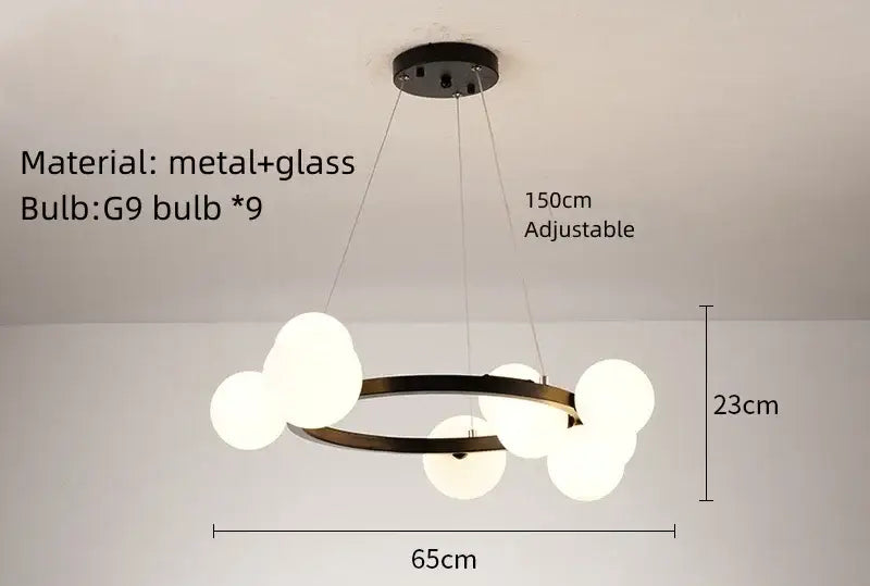Modern gold glass chandelier g9 hanging light for living room