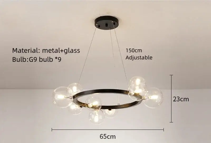 Modern gold glass chandelier g9 hanging light for living room