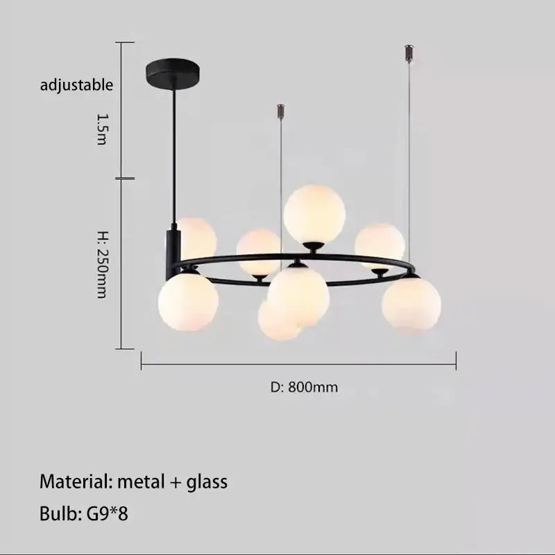 Modern gold glass chandelier g9 hanging light for living room