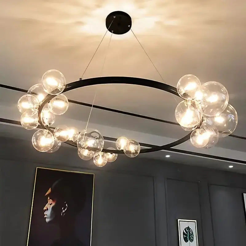 Modern gold glass chandelier g9 hanging light for living room