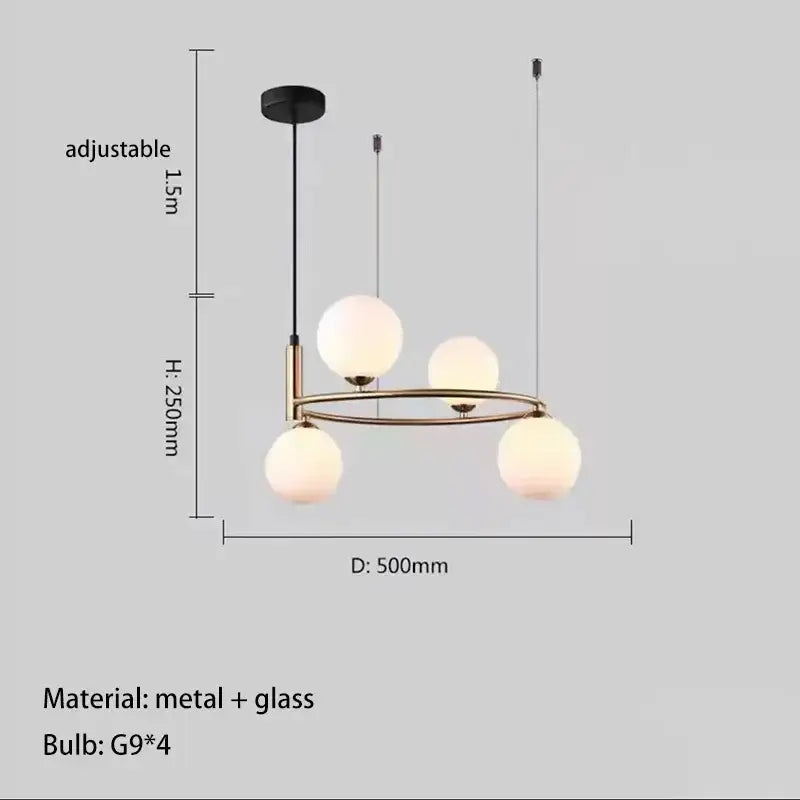 Modern gold glass chandelier g9 hanging light for living room