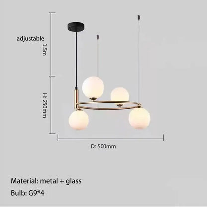 Modern gold glass chandelier g9 hanging light for living room