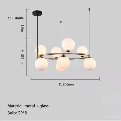 Modern gold glass chandelier g9 hanging light for living room