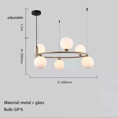 Modern gold glass chandelier g9 hanging light for living room